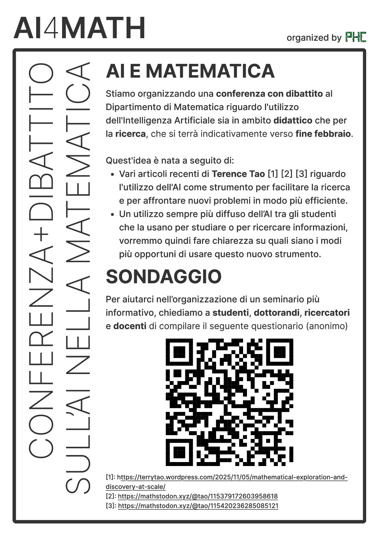 Poster del seminarietto AI e Matematica